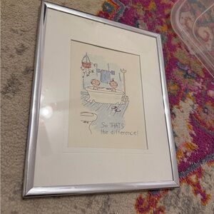 Framed Cartoon Art Print with Silver Frame